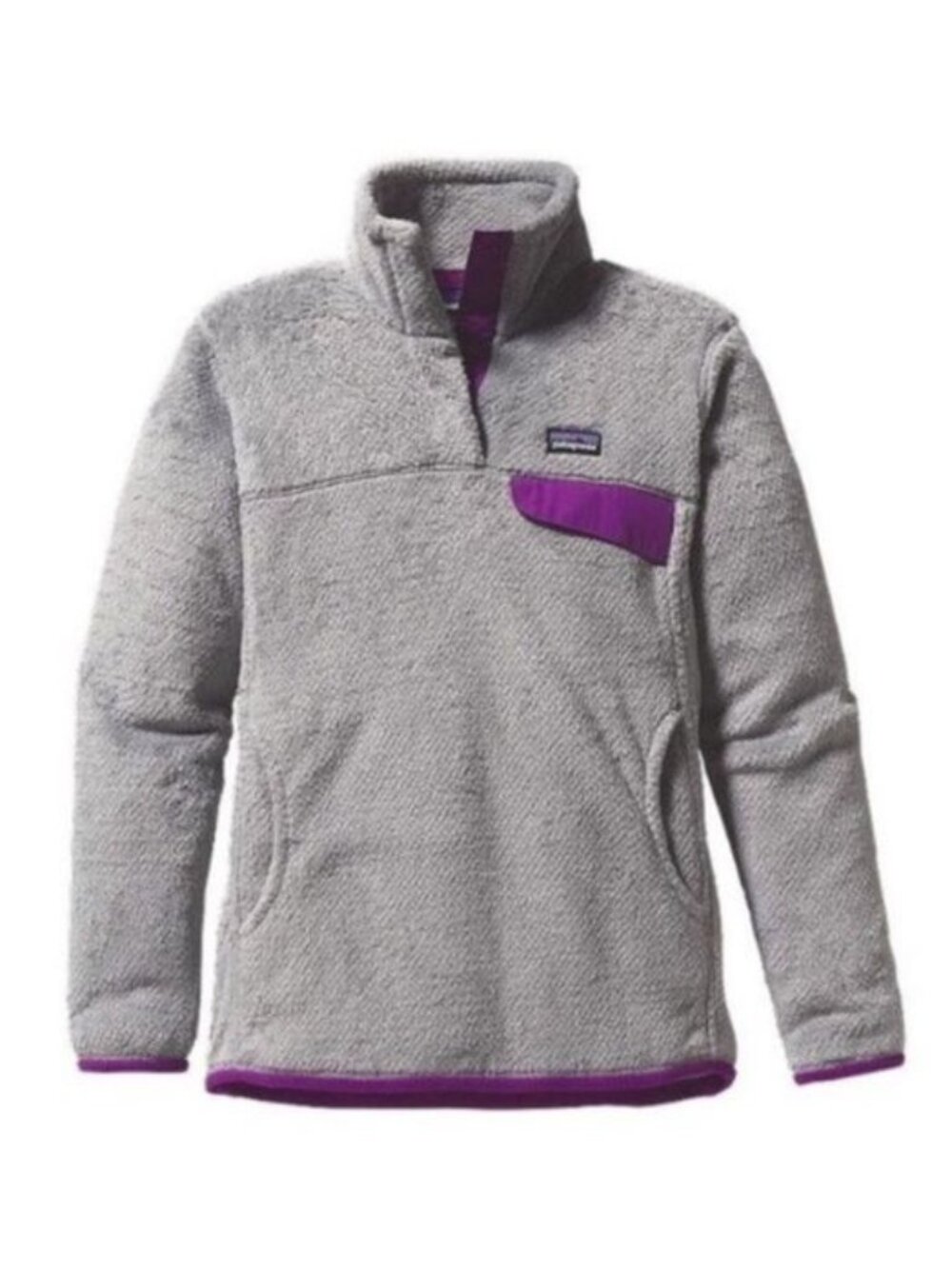 Patagonia Snap Synchilla Women's Size Medium Fleece Snap T Pullover EUC Gray